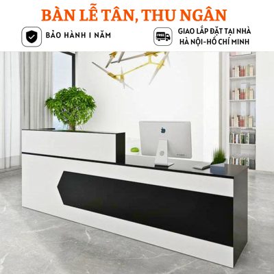 Bàn quầy lễ tân thiết kế hiện đại bằng gỗ MDF  HB214