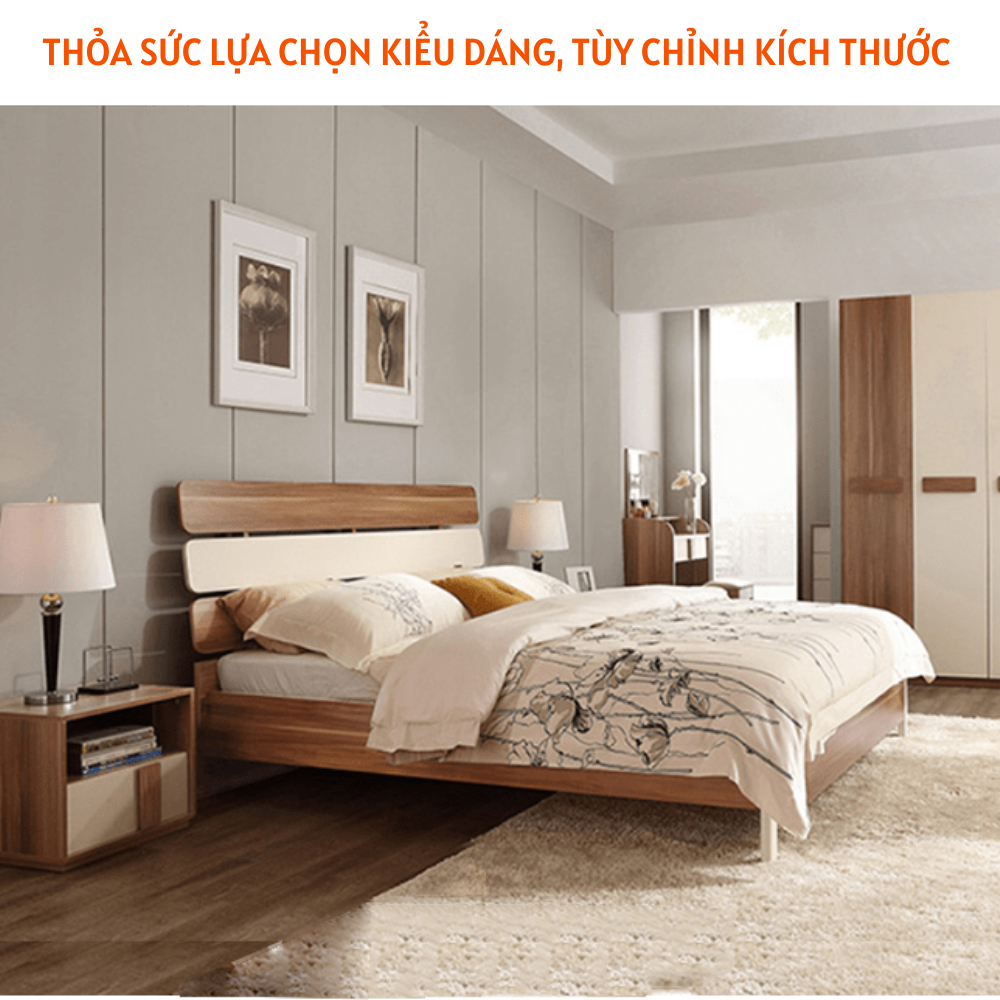 Giường ngủ gỗ công nghiệp chân sơn tĩnh điện thiết kế đẹp - HH213 - Ảnh 3