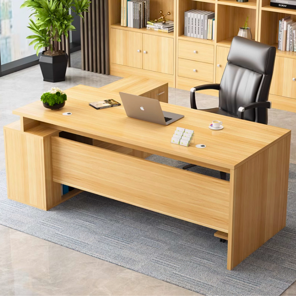 Bàn làm việc lãnh đạo, bàn giám đốc chữ L gỗ MDF HB304 - Ảnh 2