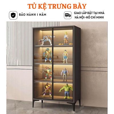 Tủ kệ trưng bày mô hình gundam cánh kính cường lực hiện đại kết hợp đèn led HH325
