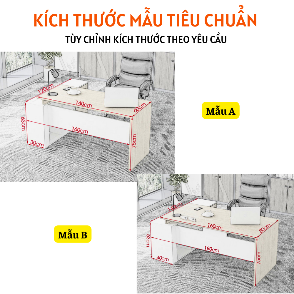 Bàn làm việc giám đốc bằng gỗ thiết kế sang trọng HB306 - Ảnh 5