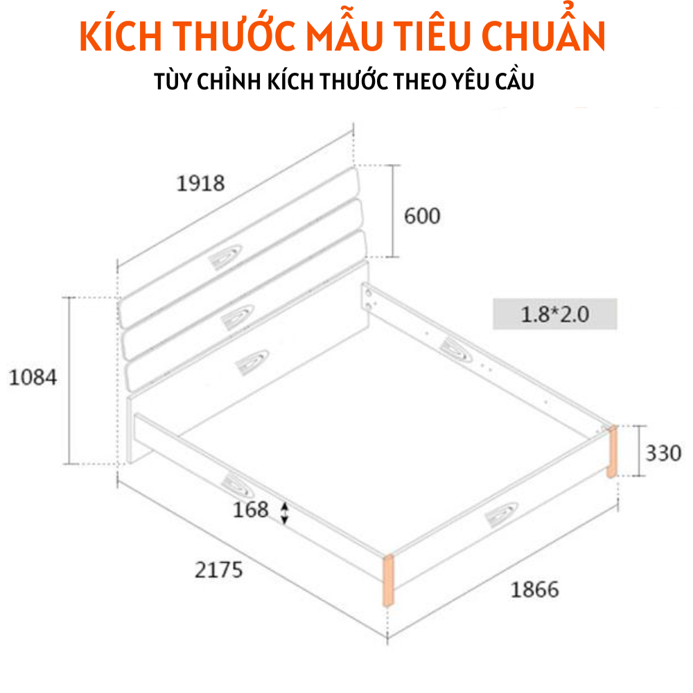 Giường ngủ gỗ công nghiệp chân sơn tĩnh điện thiết kế đẹp - HH213 - Ảnh 4