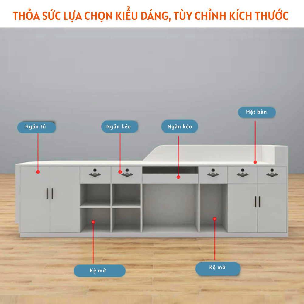 Quầy lễ tân đẹp bề mặt phun sơn kiểu dáng mềm mại tích hợp đèn led HB230 - Ảnh 3