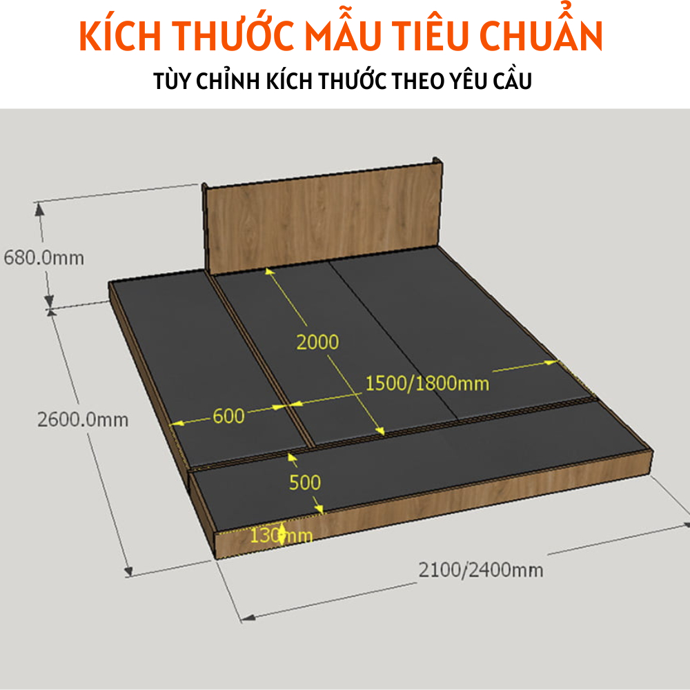 Giường ngủ Nhật bằng gỗ thiết kế tiện lợi - HH220 - Ảnh 4