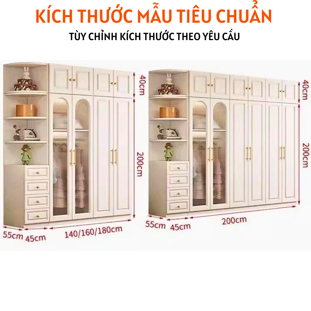 Tủ quần áo cửa kính khung gỗ phun sơn màu sắc trang nhã - HH417 - Ảnh 4