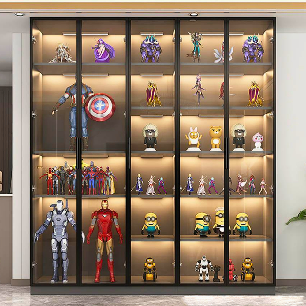 Tủ cánh kính cường lực khung nhôm trưng bày mô hình đồ chơi, sách truyện - HH319 - Ảnh 2