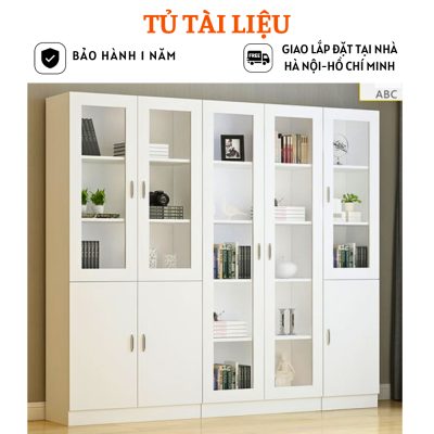 Tủ lưu trữ tài liệu văn phòng kích thước lớn, dáng cao bằng gỗ HB407