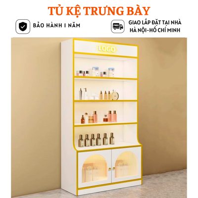 Mẫu tủ trưng bày cửa hàng, tiệm mỹ phẩm có đèn led sang trọng HB304