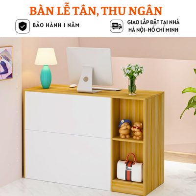 Bàn quầy lễ tân hiện đại bằng gỗ thiết kế tiện dụng HB201