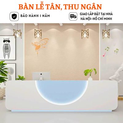 Mẫu bàn quầy lễ tân đẹp trẻ trung thiết kế ấn tượng HB232