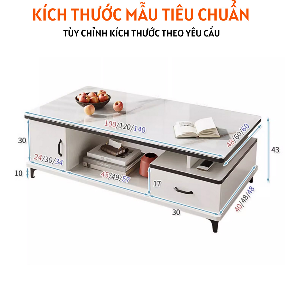 Bàn trà, bàn sofa gỗ công nghiệp MDF kết hợp mặt đá nhân tạo - HH902 - Ảnh 4