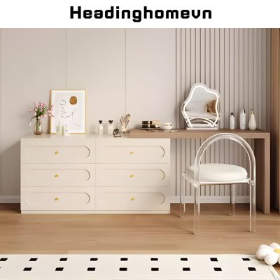 Bàn trang điểm góc thiết kế nhỏ gọn, hiện đại 6 ngăn kéo tiện dụng - HH1301