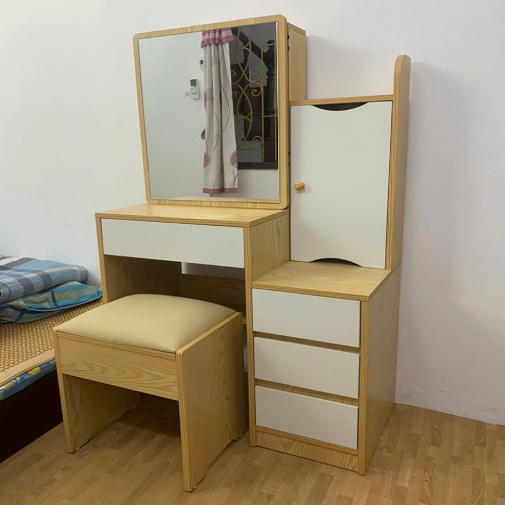 Bàn phấn gỗ MDF sang trọng phong cách mới thiết kế gương di động tiện dụng - HH1305 - Ảnh 5