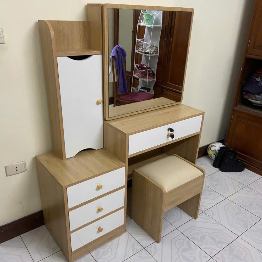Bàn phấn gỗ MDF sang trọng phong cách mới thiết kế gương di động tiện dụng - HH1305 - Ảnh 6