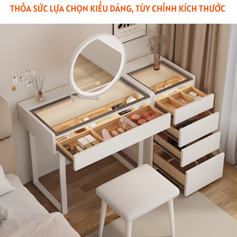 Bàn trang điểm sang trọng kết hợp đèn led mặt bàn hiện đại - HH1304 - Ảnh 3