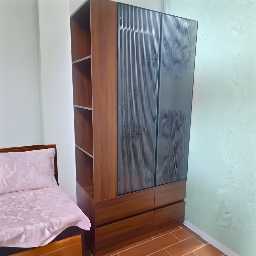 Tủ quần áo nhỏ gọn kết hợp kệ trang trí cho căn phòng nhỏ hiện đại - HH424 - Ảnh 5