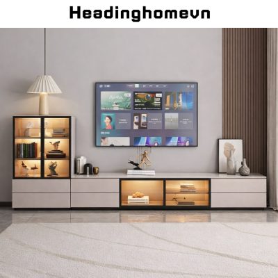 Kệ Tivi Mặt Bàn Gỗ Vân Đá Sang Trọng Cho Không Gian Phòng Hiện Đại - HH603