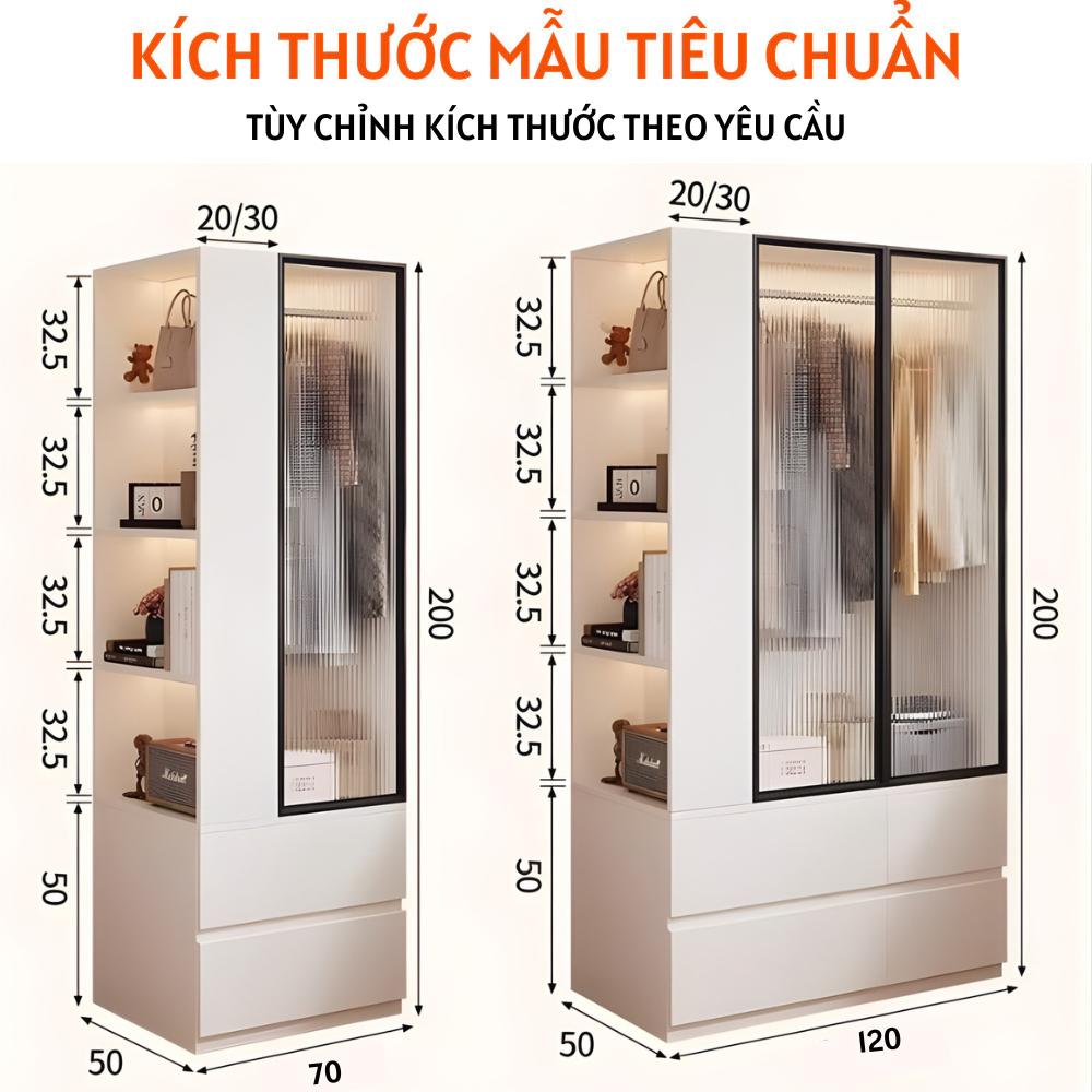 Tủ quần áo nhỏ gọn kết hợp kệ trang trí cho căn phòng nhỏ hiện đại - HH424 - Ảnh 4